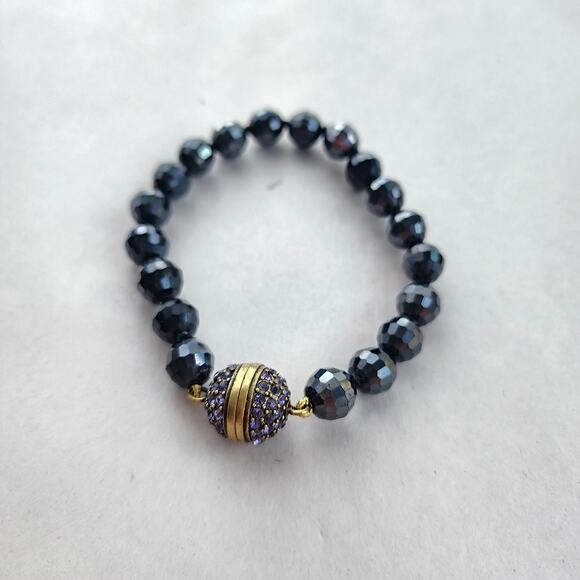 Heidi Daus Bracelet Jewelry Swarovski Crystal Graphite Glass Beaded Purple - Picture 3 of 7